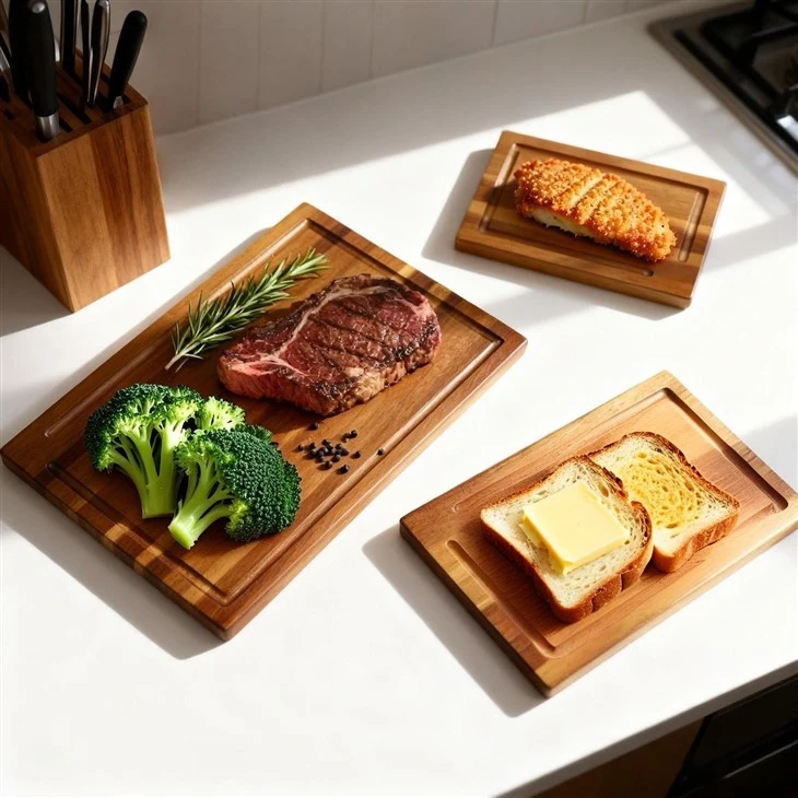 3 Piece Wooden Cutting Board Set With Stand factory