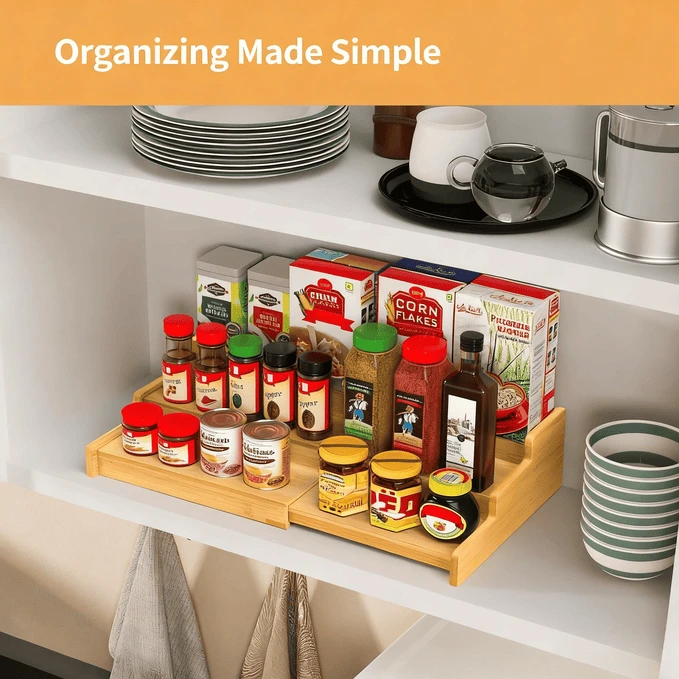 3 Tier Expandable Bamboo Spice Rack Organizer suppliers