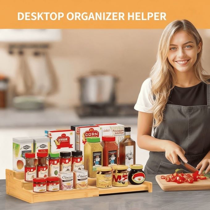 3 Tier Expandable Bamboo Spice Rack Organizer best