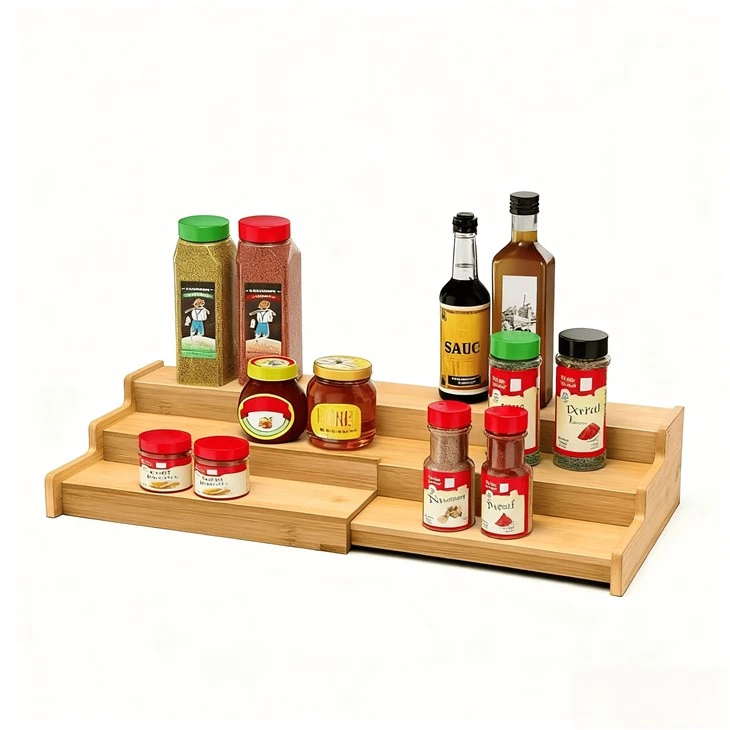 3 Tier Expandable Bamboo Spice Rack Organizer manufacturers