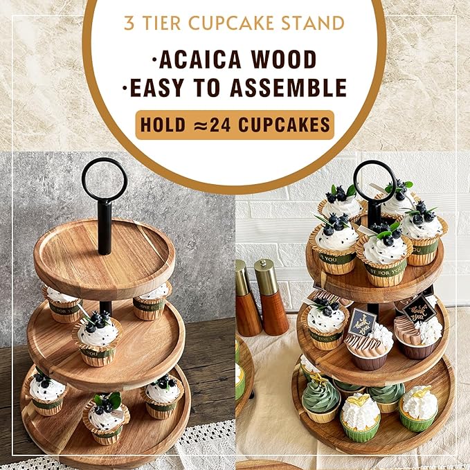 3 Tier Wood Cupcake Stand factory