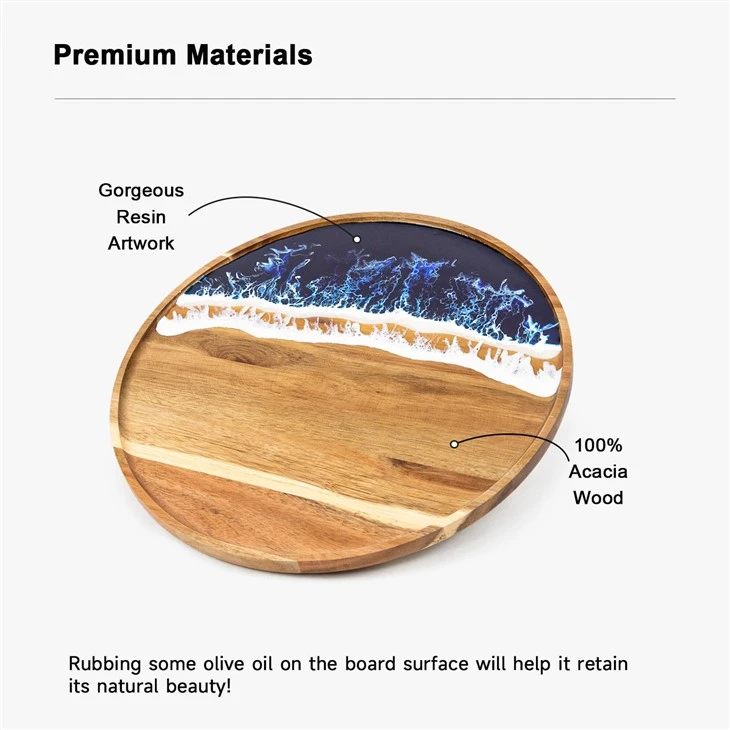 Acacia Wood Round Decorative Tray (2)