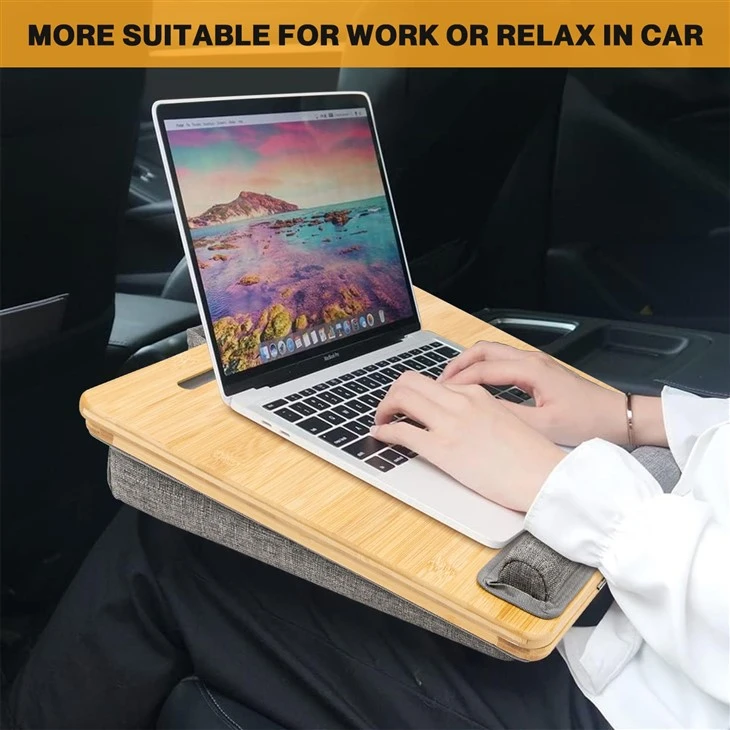 Adjustable Bamboo Laptop Desk With Cushion high quality
