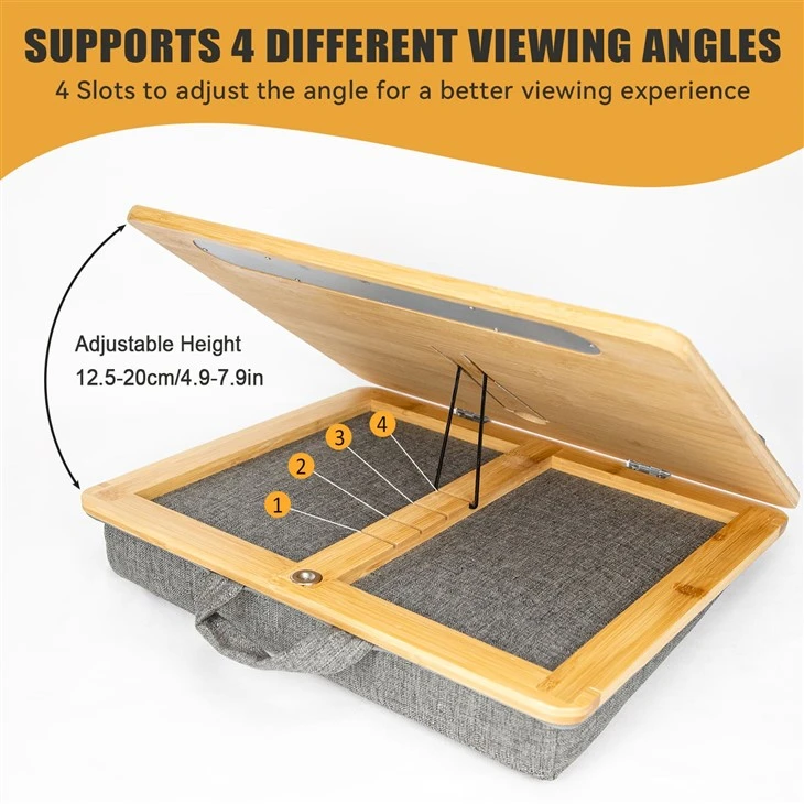 Adjustable Bamboo Laptop Desk With Cushion manufacturers