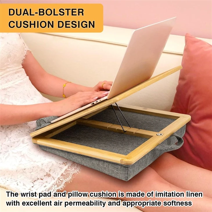 Adjustable Bamboo Laptop Desk With Cushion factory