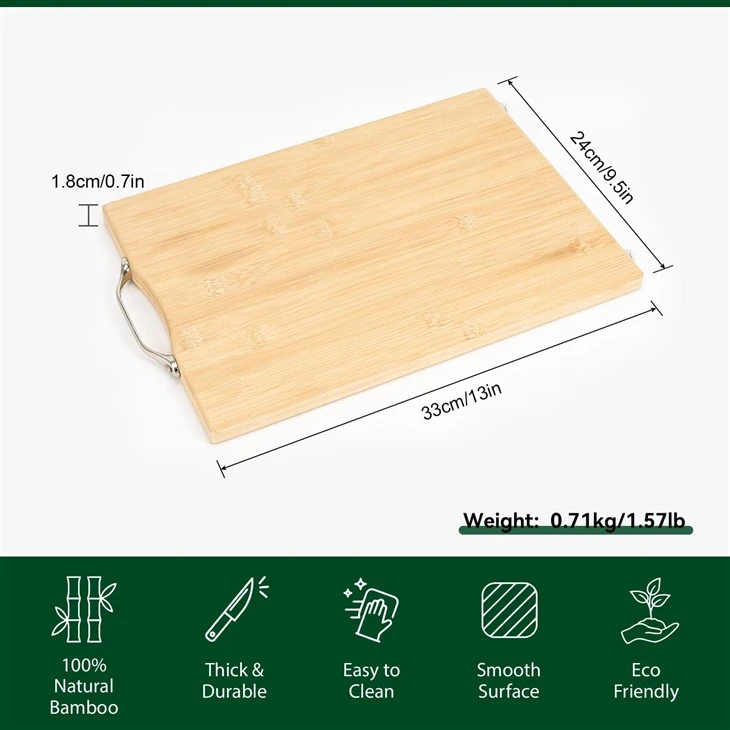 Bamboo Chopping Board With Stainless Steel Handle size 33x24cm