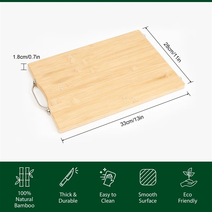 Bamboo Chopping Board With Stainless Steel Handle  size 33x28cm