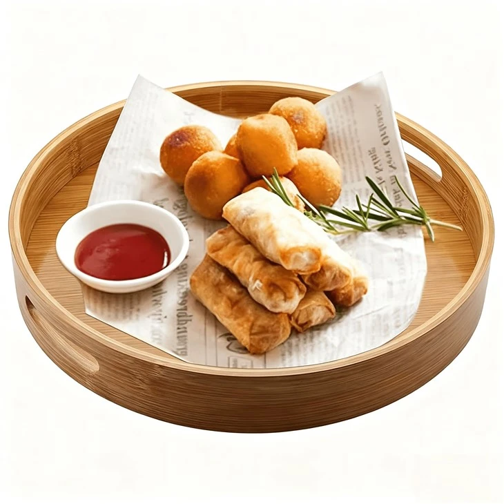 Bamboo Circle Tray With Handles manufacturers