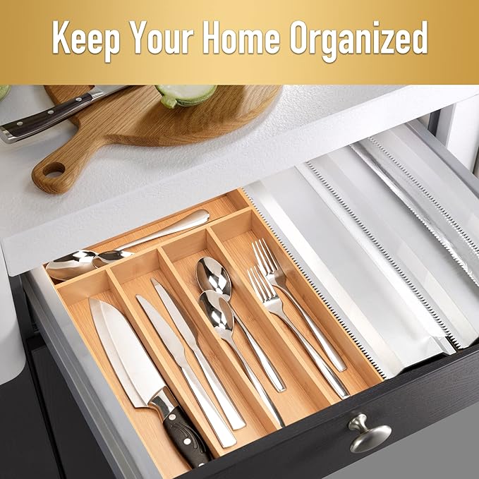 Bamboo Drawer Organizer With 5 Slots best