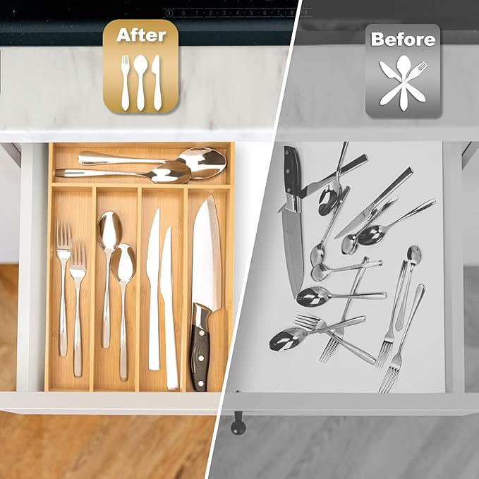 Bamboo Drawer Organizer With 5 Slots price