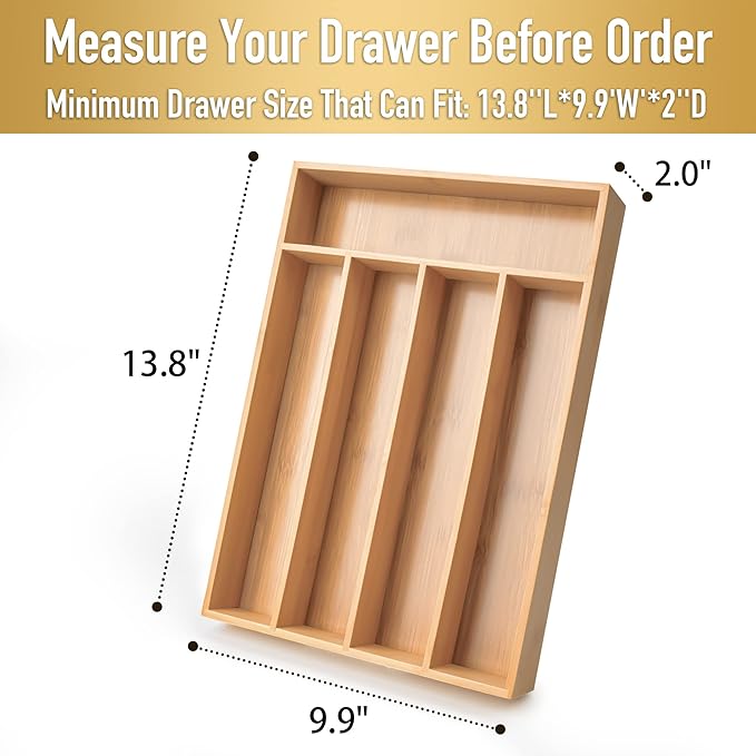Bamboo Drawer Organizer With 5 Slots suppliers