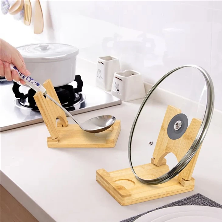 Bamboo Foldable Pot Lid Holder factory