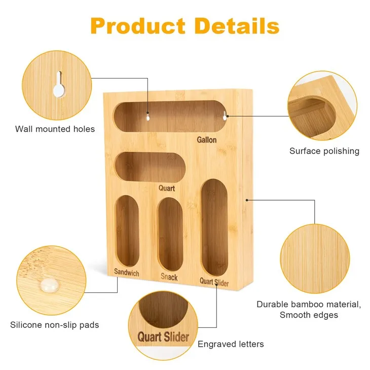 Bamboo Food Storage Plastic Baggie Organizer (7)