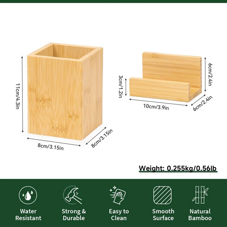 Bamboo Pen Holder And Business Card Holder Stand high quality