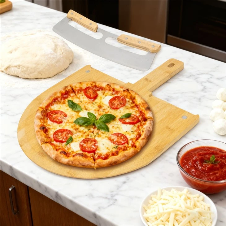 Bamboo Pizza Peel With Magnetic Cutter suppliers