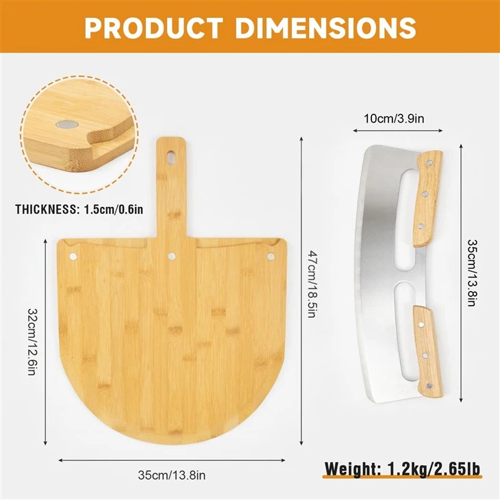 Bamboo Pizza Peel With Magnetic Cutter Bamboo Pizza Peel With Magnetic Cutter