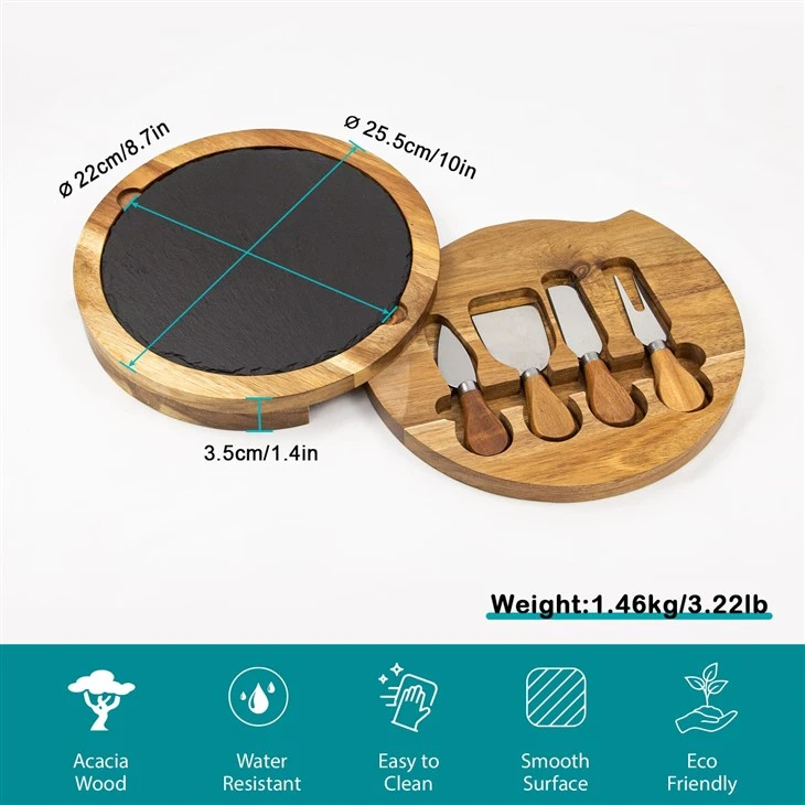 Wood Cheese Board With Knife Set And Slate (6)