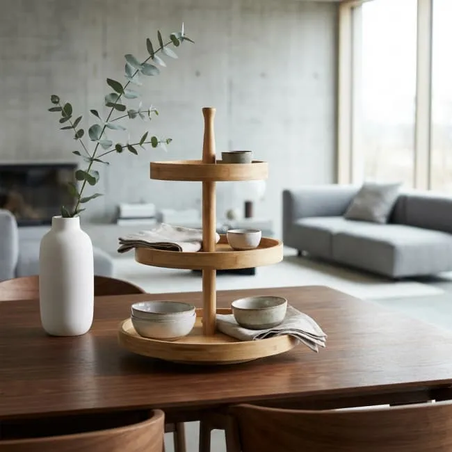 3-Tier Circular Bamboo Serving Tray suppliers