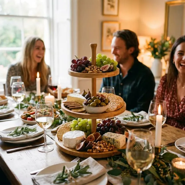 3-Tier Circular Bamboo Serving Tray high quality