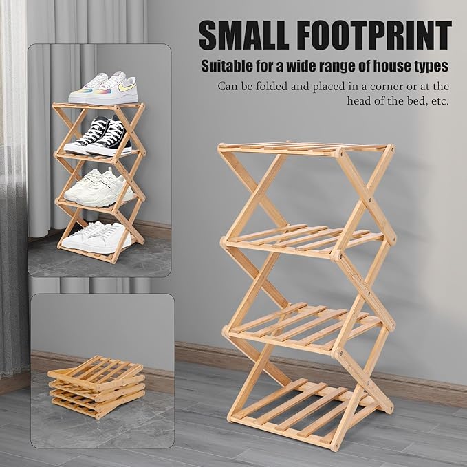 4 Tier Bamboo Portable Folding Shoe Rack best