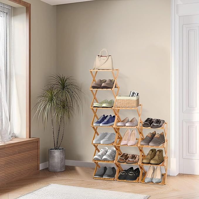 4 Tier Bamboo Portable Folding Shoe Rack suppliers