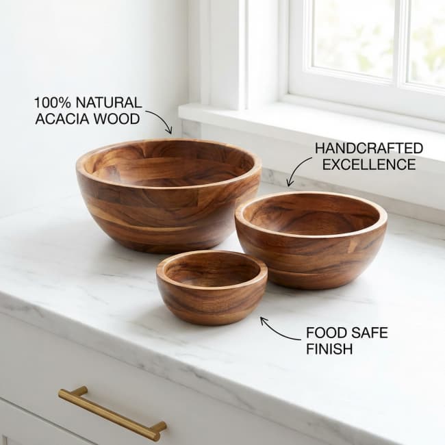 Acacia Wood Bowl Set Of 4 high quality