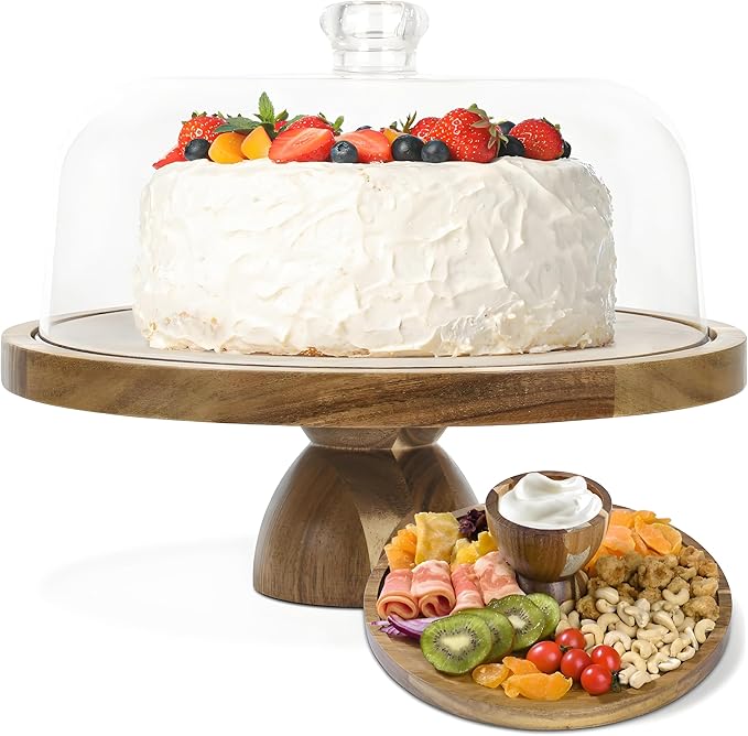 Acacia Wood Cake Stand With Lid manufacturers