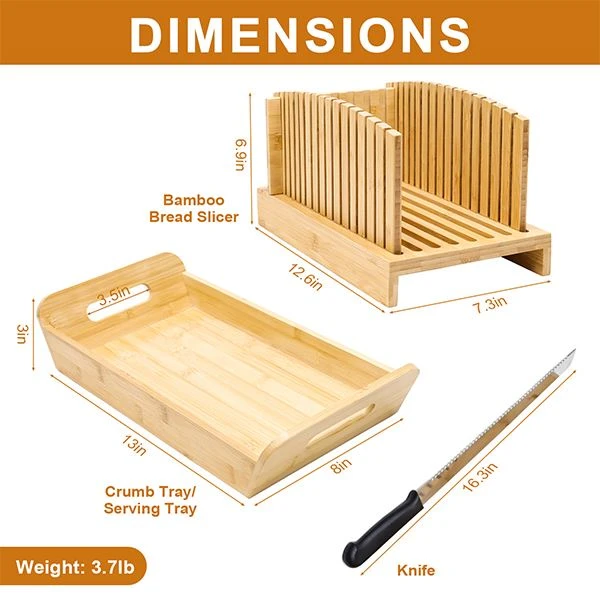 Adjustable Bamboo Bread Cutter With Knife factory