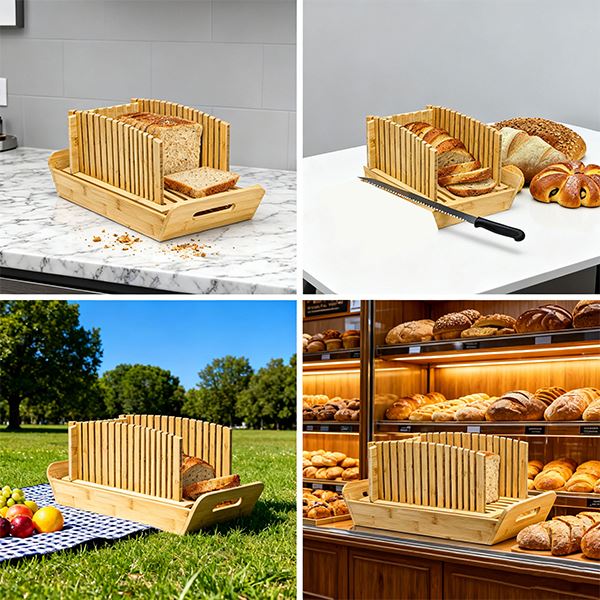 Adjustable Bamboo Bread Cutter With Knife high quality