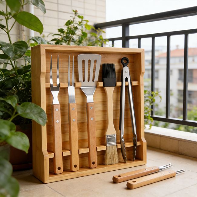 Bamboo BBQ Grill Tool Organizer Box factory