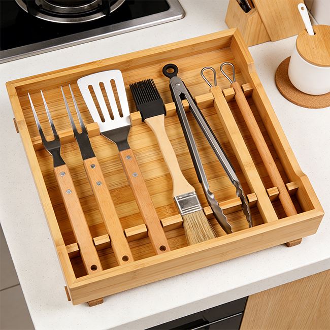Bamboo BBQ Grill Tool Organizer Box suppliers