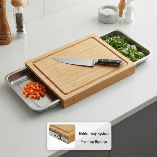 Bamboo Cutting Board With Stainless Steel Tray suppliers