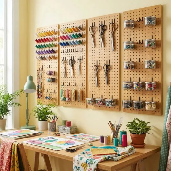 Bamboo Peg Board Wall Organizer high quality