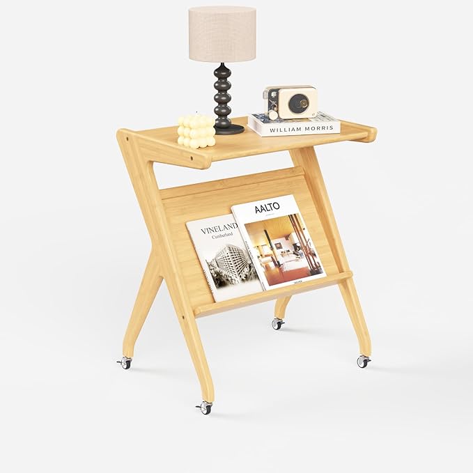 Bamboo Rolling Side Table With Lockable Casters suppliers