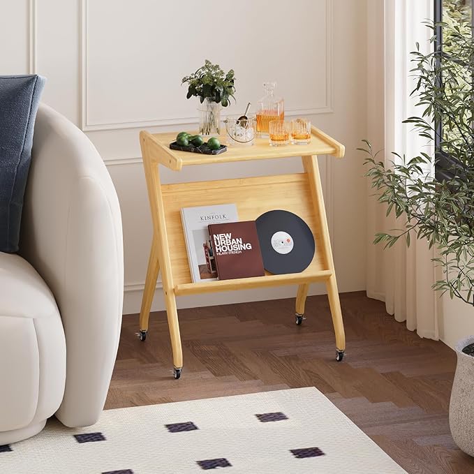 Bamboo Rolling Side Table With Lockable Casters best