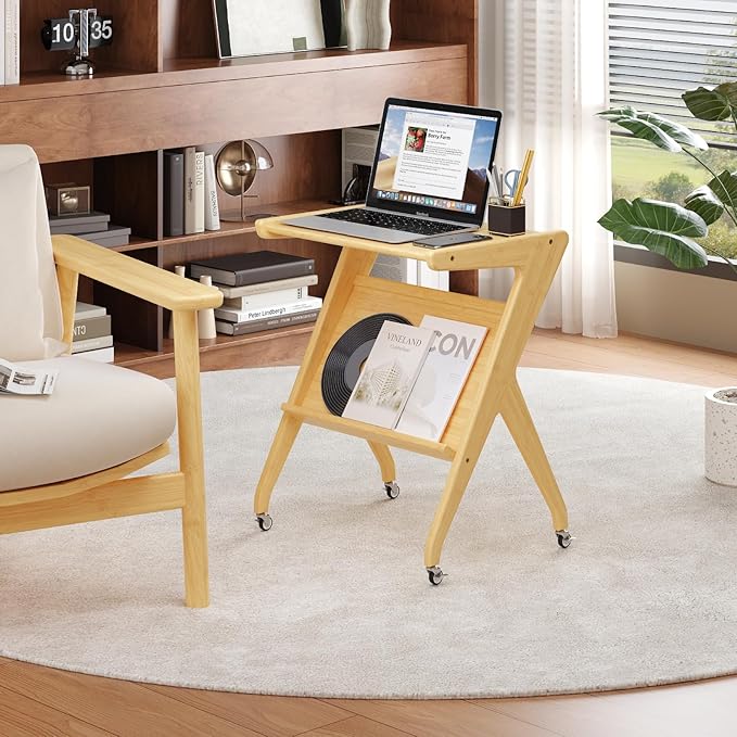 Bamboo Rolling Side Table With Lockable Casters manufacturers