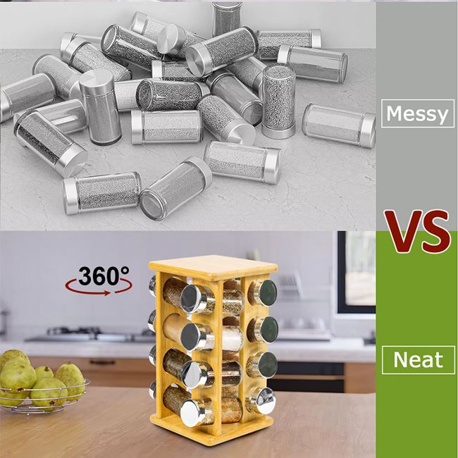 Bamboo Spice Rack With Spinning Base high quality