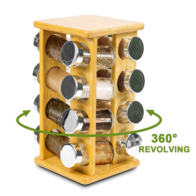 Bamboo Spice Rack With Spinning Base factory
