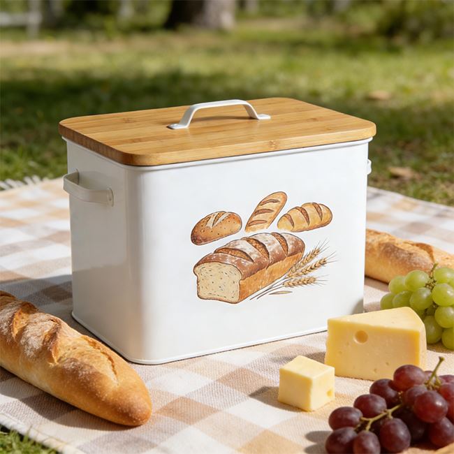 Bread Box With Bamboo Cutting Board Lid high quality
