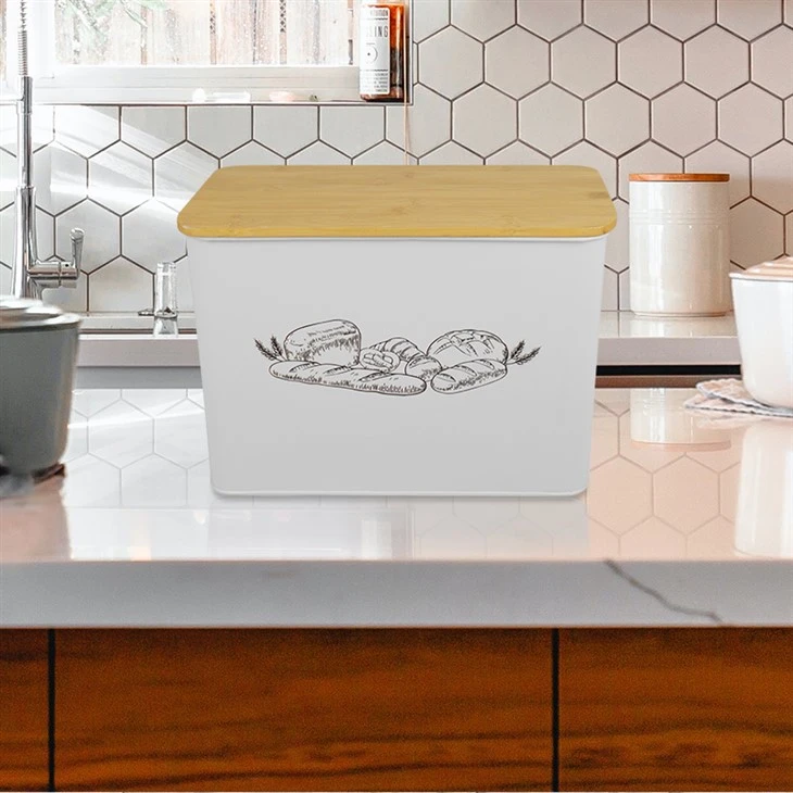 Bread Box With Bamboo Cutting Board Lid manufacturers