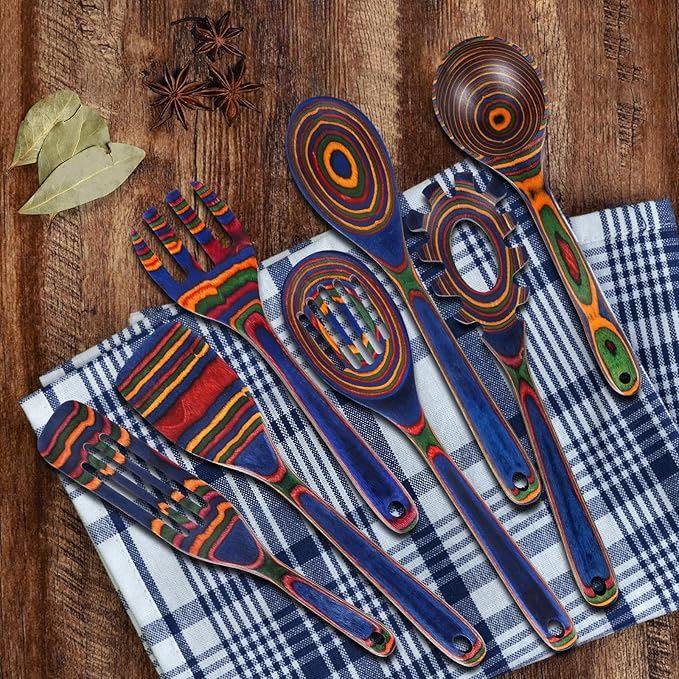 Colorful Wood Cooking Utensils Set best