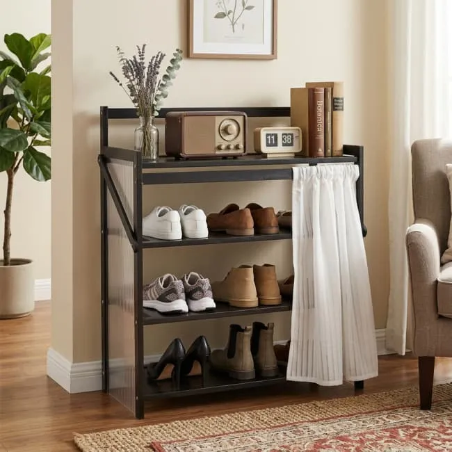 Foldable Black Bamboo Shoe Rack manufacturers