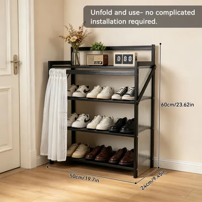 Foldable Black Bamboo Shoe Rack factory