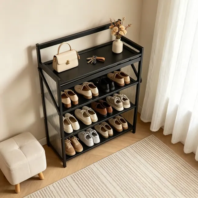 Foldable Black Bamboo Shoe Rack suppliers