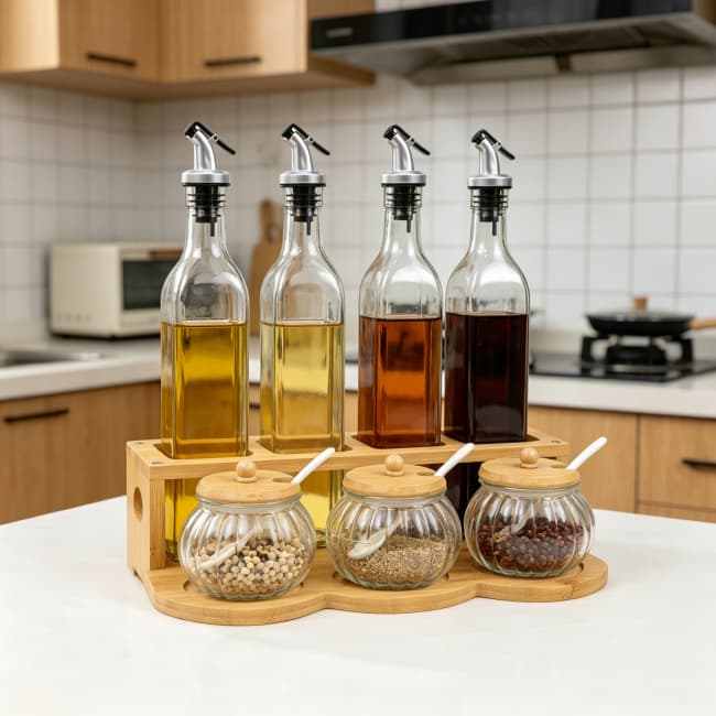 Oil Dispenser Bottle Set With Bamboo Holder best