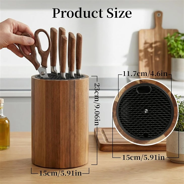 Round Wooden Countertop Knife Block suppliers