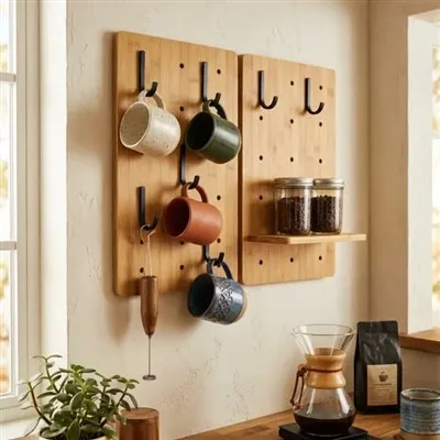 Bamboo Peg Board Wall Organizer