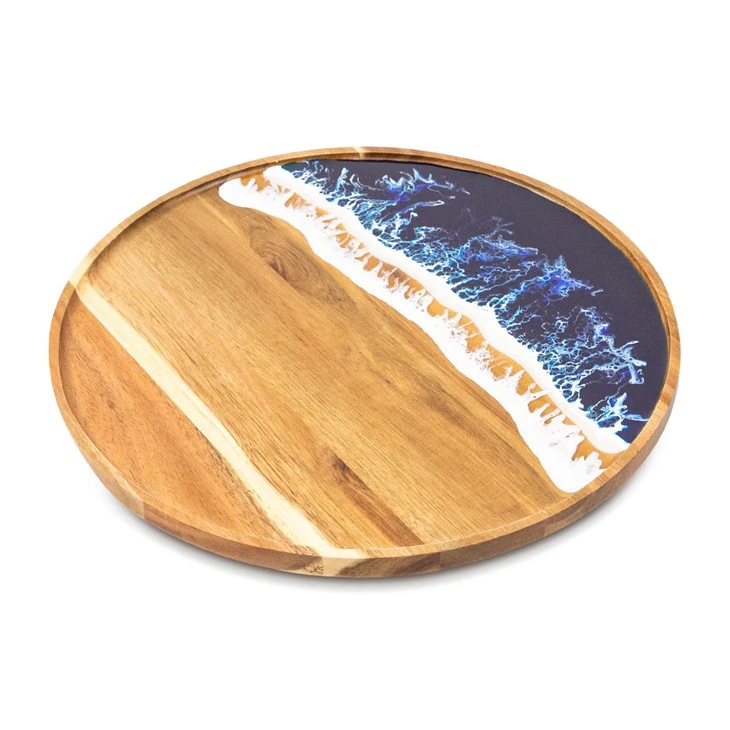 Acacia Wood Round Decorative Tray