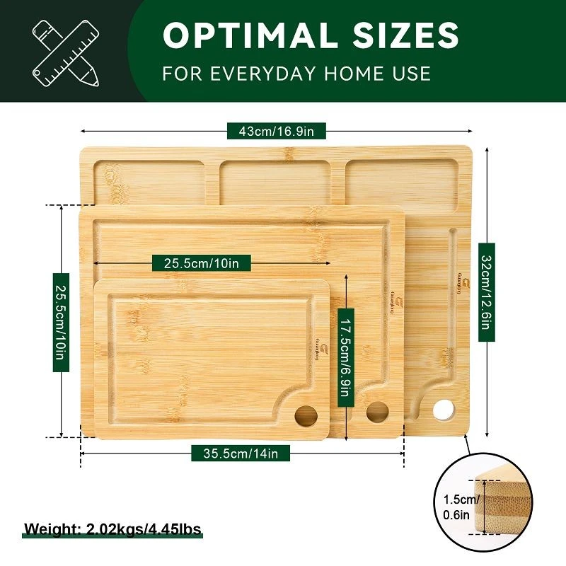 Bamboo Chopping Board Set Of 3