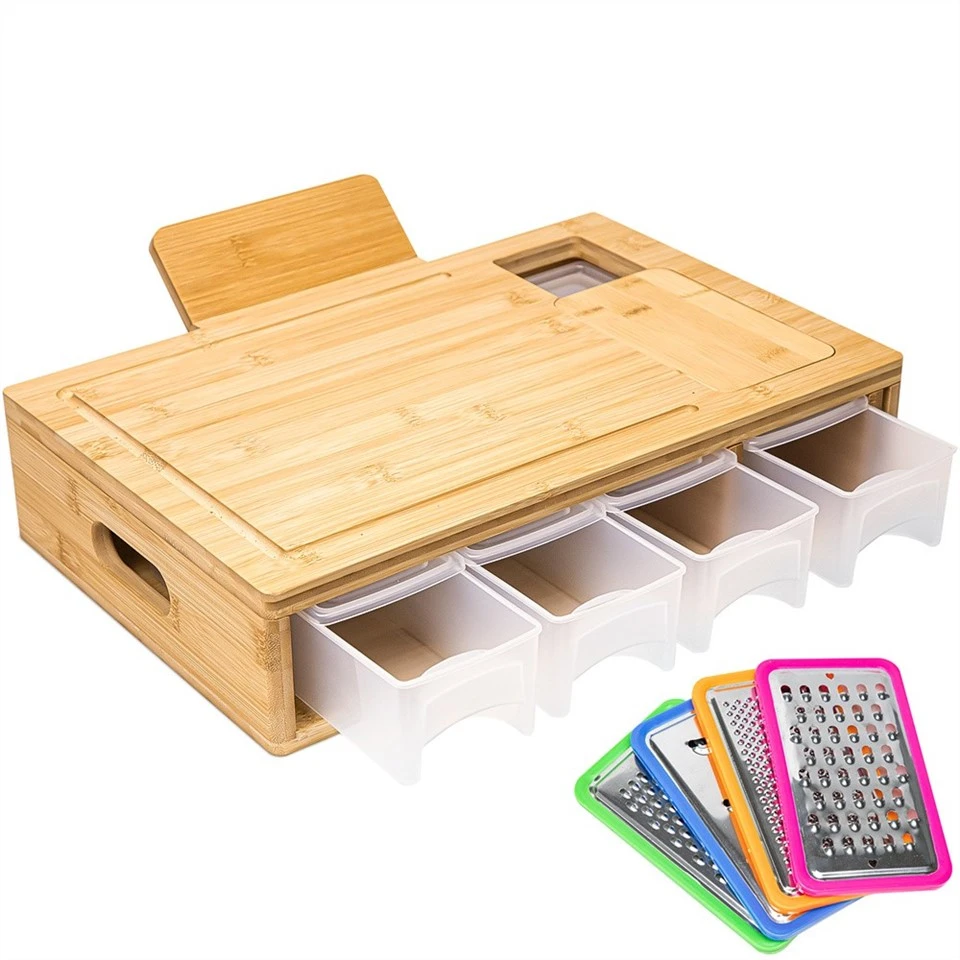Bamboo Cutting Board With Containers